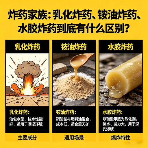 冠县炸药家族：乳化炸药、铵油炸药、水胶炸药到底有什么区别？